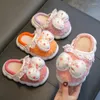 Slipper Winter Children's Cotton Slippers Polka Dot Bow Girl Princess Warm Plush Warp Heels Home Shoes Baby