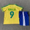 2002 Brasil Retro Soccer Jerseys 98 Роналду детские футбольные комплекты Роналдиньо Кака Р. Карлос Камиса де Футебол Бразильс Футбольная рубашка Rivaldo Классическая винтажная майка 47