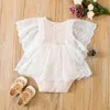 Rompers Infant Born Baby Girls Knit Jumpsuits Cute Lace Sleeve Round Neck Solid Color Bodysuit Tutu Dress