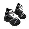 Sandaler skor för kvinnor 2024 Fashion Summer Zip Women's Super High (8cm-up) Casual Zapatos Mujer