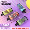 Vapes engångsspuff 15000 Original Super Vape Mesh Coil Rechargeble Battery Electronic Cigarette Airflow Justment Vapers Device EU Warehouse Puffs Shisha