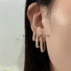 Stud 2022 Minimalist Geometric Square Crystal CZ Big Huggies Hoop Earrings for Women Fashion Gold Color Metal WeddJewelry Gift J240120