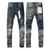 Mens Purple Jeans Designer Stacked Long Pants Ksubi Ripped High Street 브랜드 구멍 Denim Streetwear Silm 731589503