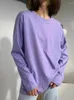 T-shirts Femmes Coton T-shirt à manches longues O-Cou 2024 Printemps Lâche Solide Femmes Top Blanc Noir Violet Classiques Polyvalent Surdimensionné
