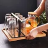 Küche Lagerung Sechs Wasser Tasse Rack Regal Holzgriff Abflusshalter Haushalt Eisen Kunst