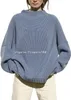 Kvinnors tröjor Kvinnors överdimensionerade tröjor Batwing Sleeve Mock Neck Jumper Tops Chunky Knit Pullover Sweater