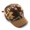 Casquettes de baseball Casquette de baseball en laine d'agneau camouflage hommes femmes hiver épais chaud réglable patchwork chapeau unisexe extérieur coupe-vent papa camionneur