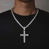 6/8 mm große Tennis-Kreuz-Halskette aus 925er Sterlingsilber mit Moissanit-Anhängern und Kette für Herren