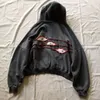 Amerikaanse retro straat Demon Ogen Borduren hoodie voor Mannen Winter y2k Goth punk Harajuku mode oversized sweatshirt 240118