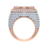 Массивное мужское кольцо с настоящим бриллиантом, 14-каратное желтое розовое золото, дизайнерское мужское кольцо в стиле хип-хоп, геометрические кольца Igi Cluster