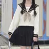 Ensembles de vêtements Japonais Coréen JK Uniforme Sailor Costume Automne Basic College Style Jupe plissée à manches longues Tenues scolaires Femmes Outfit