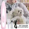 Files Professional Silent Cat Dog Hair Trimmer Paws Nail Grinder Animal Foot Hair Cutter Remover USB Rechargeable Pet Grooming Clipper