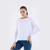 Lu Align Lemon Yoga in Actio Women Sports Back Round Neck Long Sleeve Gym Running Fitness Dance Loose Tops LL Lu Jogger