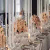 Portacandele a pilastro in cristallo con gambo bianco a 6 teste per decorazioni centrotavola per matrimoni oggetti di scena bianchi per fiori artificiali Supporto per sfere di fiori artificiali Eventi di decorazione di nozze