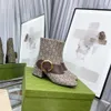 Buty na wysokim obcasie Projektant jesienny zima gruboziarniste buty buty skórzane zamek błyskawiczny zamszowy moda litera metalowa klamra lady kostki rozmiar 35-42