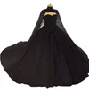Czarna gotycka suknia ślubna z wysoką szyją koronkowe aplikacje koralika królewska suknia balowa specjalna okazja Sukienka Court Train Plus Size Formal Wear 2024