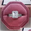 Bagues de bande 2024 Grand ensemble de mariage de luxe pour les femmes de mariée Engagement Finger Party Cadeau Designer Bijoux Mode Drop Livraison Bague DHAS2