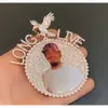 Personlig Sier Handbeläggning VVS Moissanite Diamond Iced Out Hiphop Custom Photo Picture Memory Pendant