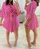 Casual Dresses Fashion 2024 Summer Sexy For Women Elegant Striped Tied Detail Dress Female Clothing Outfits