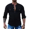 Camisas casuales populares de primavera y otoño para hombres, camisas de manga larga ajustadas de Color sólido, cárdigans de moda