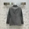 Damenjacken, hochwertiger Stoff, Wolle, grau, V-Ausschnitt, einfache und bequeme Jacke