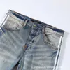 Jeans pour hommes Style 23SSAM Jean en denim lavé coupe slim en détresse avec fleur de cajou de base pour hommes de haute qualité