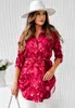 Blouses pour femmes automne et hiver couleur taille haute Tube droit mode imprimé moderne revers Cardigan boutonnage chemise ample femmes