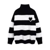 Heren Sweaters Designer Sweater Man Vrouw Black en Wit Streep Rainbow Color Dames trui breien Love a High Collar Turtleneck Fashion Letter Long Sleeve doek