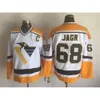 Pittsburgh Throwback Penguins Retro Hockey 68 Jaromir Jagr Jersey Vintage Classic CCM Zwart Wit Blauw Geel Team Kleur Borduursel voor Spor 9129 3756 8269