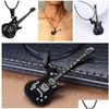 Colares Pingente Moda 316L Colar de Guitarra de Aço Inoxidável para Homens Pingentes Corrente de Couro Homem Colares Gota Entrega Jóias Pescoço Dhvaj