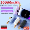 Cell Phone Power Banks 30000mAh Digital Display Power Bank Fast Charging Emergency External Battery Built-in Data Cable Plug And Play For iPhone Type-cL2301