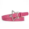 Belts Korean Spicy Girl Pink PU Leather Thin Belt Metal Fashion Buckle Five-point Star Waistband Women Y2K Versatile Decoration