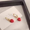 Dangle Oorbellen Retro Red Love Peach Heart Minimalistisch en uniek gepersonaliseerd Instagram 7407