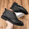 Boots Selling Men's Ankle In Europe America Lace Up High Top Shoes Conference Dress Genuine Leather