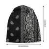 Bérets Mode Noir et Blanc Paisley Chicano Bandana Style Bonnet Unisexe Hiver Chaud Bonnet Femme Chapeaux Tricotés Pour Hommes Femmes