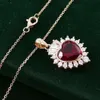 Hot Sale Design Women Custom Engagement Necklace 14 Karat Gold Plated Ladies Ruby Necklaces