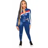 Women's Two Piece Pants Set Women PU Tracksuit Zipper Stand Collar Jacket Tops Suits Fashion Outfits 2024 Spring Winter