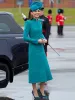 Kate Middleton Princesa Trench Coat Alta Qualidade Outono Novo Feminino Luxo Azul Elegante Botão de Escritório Festa Moda Blusão