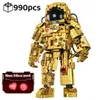 Blocks Space Gold Astronauts Building Blocks Machinery Spaceman Exploring Adventure Model Bricks Educationa Assembly Toy Kid Gift 240120