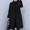 Trench da donna Cappotto a griglia di diamanti di media lunghezza per la primavera e l'autunno Colletto oversize dimagrante versatile sopra il ginocchio