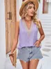 Women's Tanks Summer For Lace V Neck Tank Tops Sexy SleevelessT Shirt Solid Color Fashion Pinhole Elegant Woman Casual 2024