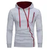Spring and Autumn New Diagonal Zipper Hoodie for Sports and Leisure Men's Hooded Long Sleeved Cardigan Jacket