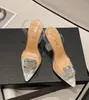 Sexy CRISTALLO Perspex Tacchi alti Slingback Décolleté da donna Designer Punta a punta Sandali trasparenti in PVC Scarpe sexy