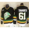 Vintage 2008 London Knights Hockey Jerseys Hommes John Tavares # 61 Jersey Ed Noir Blanc Chemises Hommes 9602 9534