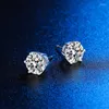 Stud Earrings Moissanite Women's Valentine's Day Sterling Silver S925 One Carat Encrusted With D Grade