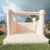 Partihandel 4x4m 13.2ft PVC Uppblåsbar studshus som hoppar White Bouncy Castle Bouncer Castles Jumper med fläkt för bröllopsevenemang Fest vuxna och barnleksaker-l