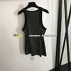 Diamant gestreept gebreid vest Designer mouwloze gebreide tops Sexy slim fit gebreid T-shirt Mouwloze ademende gebreide trui