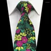 Bow Ties Gusleson Style 8cm Men's Classic Green Red Floral Tie Formal Business Office Wedding Accessories Gift Party Party