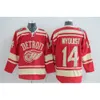 Factory Outlet Homens S Detroit Wings # 14 Gustav Nyquist # 30 Osgood # 35 Jimmy Howard Vermelho Branco Melhor Qualidade Camisas de Hóquei no Gelo Frete Grátis 6680