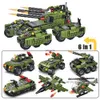 Blocks 710PCS Military Baged DIY 6in1 SWAT WW2 Tank Plane Building Blocks Model Soldiers Figures Educational Toys for Boys Kid Gift